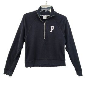 PINK Women's Long Sleeve Pullover 1/4 Zip Black Size XS